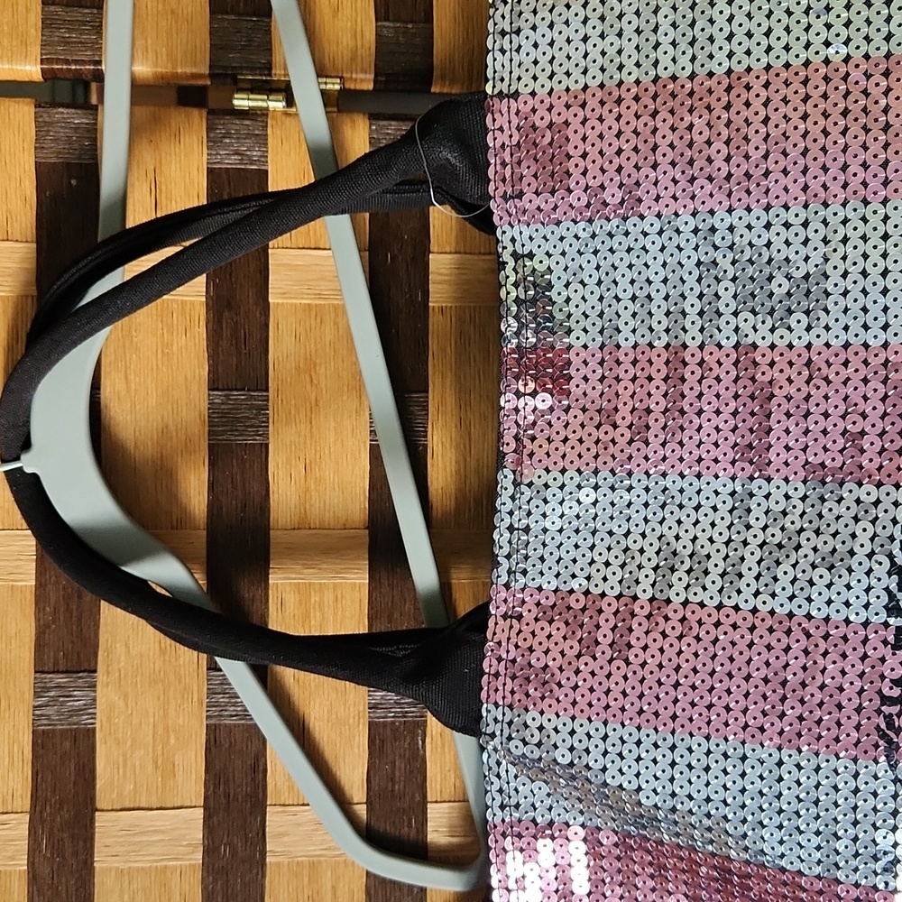 Victoria's Secret Striped Sequin Tote - Pink and Blue - Picture 2 of 6